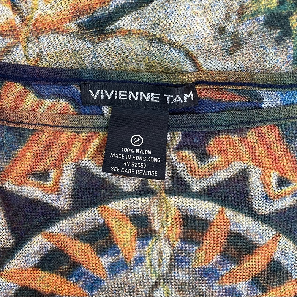 RARE VINTAGE VIVIENNE TAM CHAKRAS SHORT SLEEVE NYLON MAXI DRESS, SZ 2, Hong Kong - Picture 8 of 8